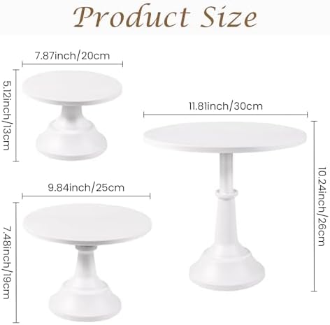 3 Pcs White Cake Stand, Dessert Display Table with Base in White, alternate view 3