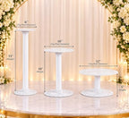 3-PCS White Cake Stand Set - Durable Round Acrylic Tiered Cupcake Stand Set with 6", 10", and 12", Plate sizes, alternate