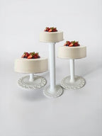 3-PCS White Cake Stand Set - Durable Round Acrylic Tiered Cupcake Stand Set with 6", 10", and 12", Plate sizes, alternate