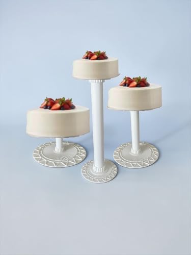 3-PCS White Cake Stand Set - Durable Round Acrylic Tiered Cupcake Stand Set with 6", 10", and 12", Plate sizes, alternate