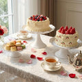 3 Pcs White Metal Cupcake Stand Scalloped Edge Dessert Display Tray in White-large