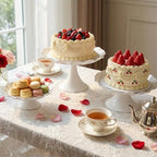 3 Pcs White Metal Cupcake Stand Scalloped Edge Dessert Display Tray in White-large