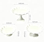 3 Pcs White Metal Cupcake Stand Scalloped Edge Dessert Display Tray in White-large, alternate view 2