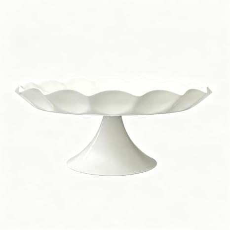 3 Pcs White Metal Cupcake Stand Scalloped Edge Dessert Display Tray in White-large, alternate view 6