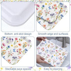 3 Pcs Wildflower Serving Trays 13 x 10 Inch Colorful Floral Melamine Platters Reusable Rectangular Serving, alternate view 4