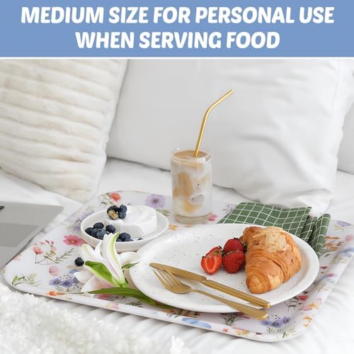 3 Pcs Wildflower Serving Trays 13 x 10 Inch Colorful Floral Melamine Platters Reusable Rectangular Serving, alternate view 5