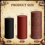 3 Pcs Wizard Brick Wall Cylinder Cover Set, Spandex Pedestal Plinth Stand Covers for Magic Birthday Party, alternate view 3