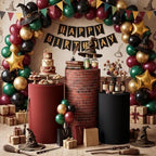 3 Pcs Wizard Brick Wall Cylinder Cover Set, Spandex Pedestal Plinth Stand Covers for Magic Birthday Party, alternate view 6