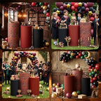 3 Pcs Wizard Brick Wall Cylinder Cover Set, Spandex Pedestal Plinth Stand Covers for Magic Birthday Party, alternate view 7