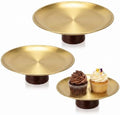 3 Pcs Wood Base Stainless Cake Stand Set (7"/8"/9") in gold