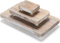3 Pcs Wooden Display Risers, 12 x 6.7, 8 x 4.7, 4 x 2.8 in, White in White