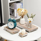 3 Pcs Wooden Display Risers, 12 x 6.7, 8 x 4.7, 4 x 2.8 in, White in White, alternate view 2