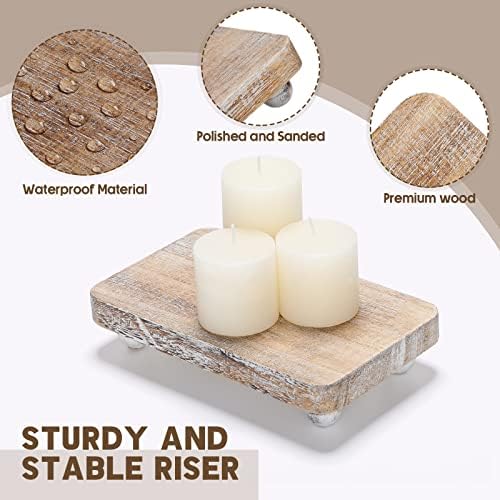 3 Pcs Wooden Display Risers, 12 x 6.7, 8 x 4.7, 4 x 2.8 in, White in White, alternate view 4