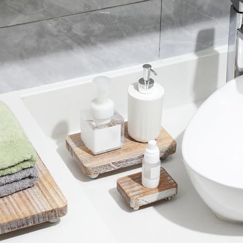 3 Pcs Wooden Display Risers, 12 x 6.7, 8 x 4.7, 4 x 2.8 in, White in White, alternate view 5