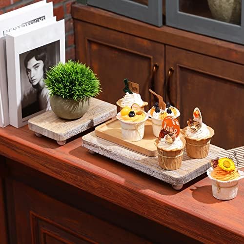 3 Pcs Wooden Display Risers, 12 x 6.7, 8 x 4.7, 4 x 2.8 in, White in White, alternate view 6