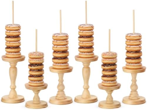 3 Pcs Wooden Donut Stand for Dessert Table 19.5"/17"/14.6" Farmhouse Unfinished Wood Donut Holder Display