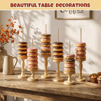3 Pcs Wooden Donut Stand for Dessert Table 19.5"/17"/14.6" Farmhouse Unfinished Wood Donut Holder Display, alternate view 2