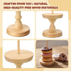 3 Pcs Wooden Donut Stand for Dessert Table 19.5"/17"/14.6" Farmhouse Unfinished Wood Donut Holder Display, alternate view 4