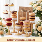 3 Pcs Wooden Donut Stand for Dessert Table 19.5"/17"/14.6" Farmhouse Unfinished Wood Donut Holder Display, alternate view 6