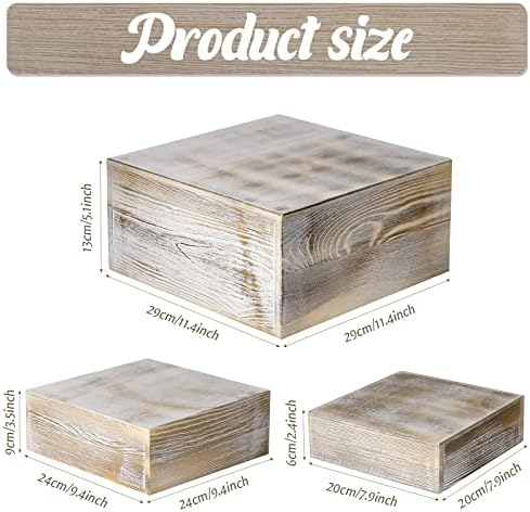 3 Pcs Wooden Risers for Display Square Cake Stand in Whitewashed, alternate view 3