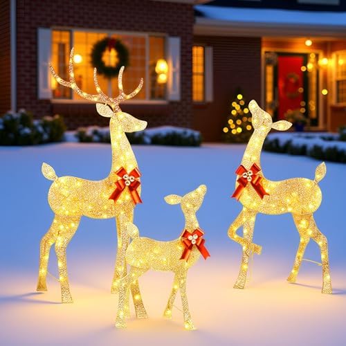 3-Piece 2.5D Christmas Reindeer Family, 66-in Lighted Glitter Deer in 2.5D Family, alternate view 5