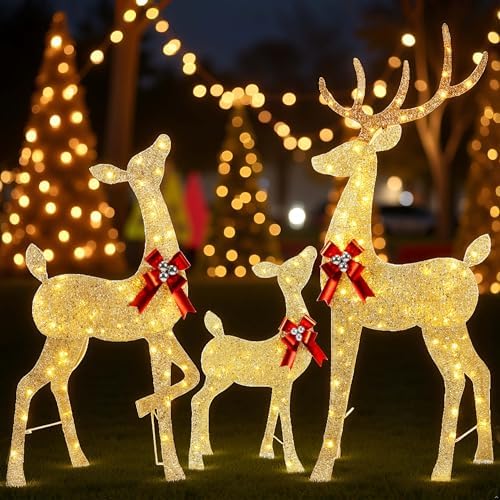 3-Piece 2.5D Christmas Reindeer Family, 66-in Lighted Glitter Deer in 2.5D Family, alternate view 6