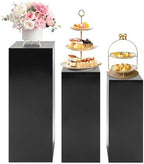 3-Piece Black Iron Pedestal Display Stands 23.6 25.6 31.5in 110lb in black