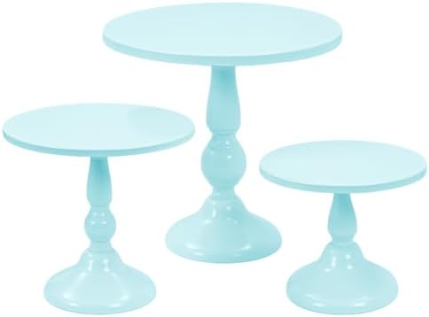 3 Piece Blue Cake Stand Set 8/10/12 Inch Metal Round Cupcake Stands Dessert Table Display Holders for Wedding