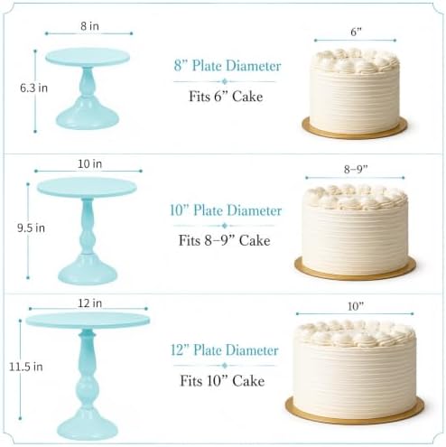 3 Piece Blue Cake Stand Set 8/10/12 Inch Metal Round Cupcake Stands Dessert Table Display Holders for Wedding, alternate view