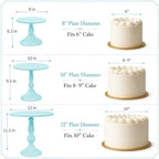 3 Piece Blue Cake Stand Set 8/10/12 Inch Metal Round Cupcake Stands Dessert Table Display Holders for Wedding, alternate view