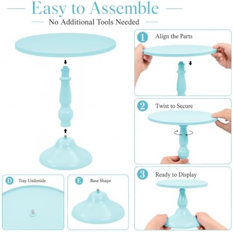 3 Piece Blue Cake Stand Set 8/10/12 Inch Metal Round Cupcake Stands Dessert Table Display Holders for Wedding, alternate view