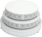 3 Piece Cake Stands Set 16'' 14'' 12'' Round Metal Cake Stands Cupcake Stand Riser Pastry Candy Display Plate