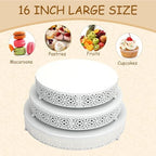 3 Piece Cake Stands Set 16'' 14'' 12'' Round Metal Cake Stands Cupcake Stand Riser Pastry Candy Display Plate, alternate view