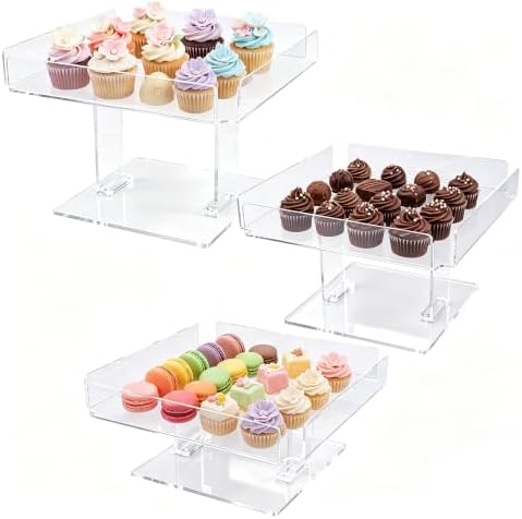 3 Piece Clear Acrylic Dessert Table Display Set,12IN Display Set in Clear