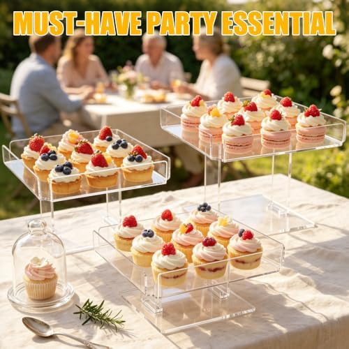 3 Piece Clear Acrylic Dessert Table Display Set,12IN Display Set in Clear, alternate view 6