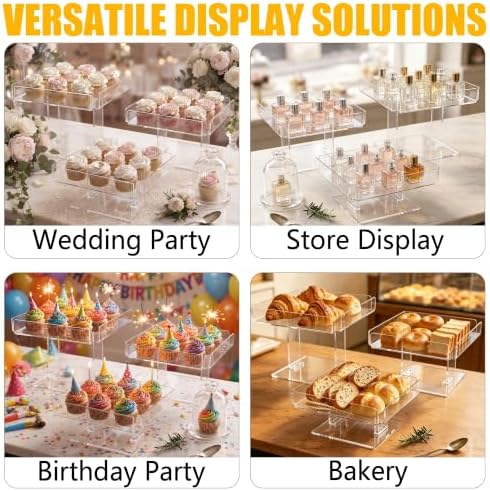 3 Piece Clear Acrylic Dessert Table Display Set,12IN Display Set in Clear, alternate view 7