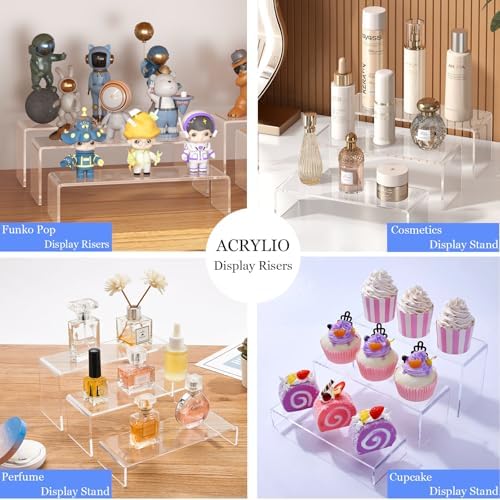3-Piece Clear Acrylic Display Risers in 3 Sizes for Collectibles, alternate view 4