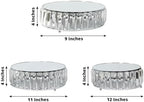 3-Piece Crystal Pendant Silver Metal Cake Stands, Stackable Round Dessert Display Trays with Mirror Top - 9", alternate view