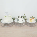 3-Piece Crystal Pendant Silver Metal Cake Stands, Stackable Round Dessert Display Trays with Mirror Top - 9", alternate view