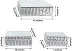 3-Piece Crystal Pendant Square Cake Stand Set, Silver Metal Dessert Display Trays with Mirror Tops - 7", 10", alternate view