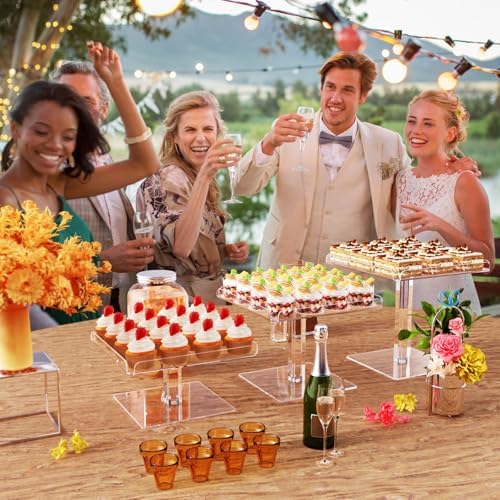 3 Piece Cupcake Stand, Acrylic Dessert Table Display Set, Clear Square Serving Trays for Birthday, Wedding, Baby, alternate