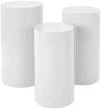 3-Piece Cylinder Pedestal Stand Set White Iron Wedding Decor in White