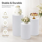 3-Piece Cylinder Pedestal Stand Set White Iron Wedding Decor in White, alternate view 3