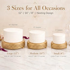3-Piece Gold Cake Stand Set (8", 10", 12"), Elegant Metal Round Dessert Display Pedestals, Versatile Cupcake, alternate view