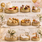 3-Piece Gold Cake Stand Set (8", 10", 12"), Elegant Metal Round Dessert Display Pedestals, Versatile Cupcake, alternate view