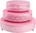 3-Piece Metal Cake Stand Set, Pink Round Cake Stand, Dessert Cupcake Pastry Candy Display Plate for Wedding