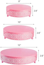 3-Piece Metal Cake Stand Set, Pink Round Cake Stand, Dessert Cupcake Pastry Candy Display Plate for Wedding, alternate view 3