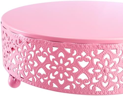 3-Piece Metal Cake Stand Set, Pink Round Cake Stand, Dessert Cupcake Pastry Candy Display Plate for Wedding, alternate view 5