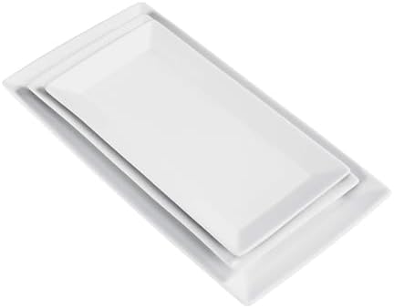 3-Piece Porcelain Serving Platters, Oven Safe, for Entertaining, Appetizer, Dinner, Dessert, 12.75 inch, 11