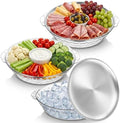 3-Piece Set 11.8 Inch Chilled Serving Tray with Compartments in 11.81 inches in diameter in Natural